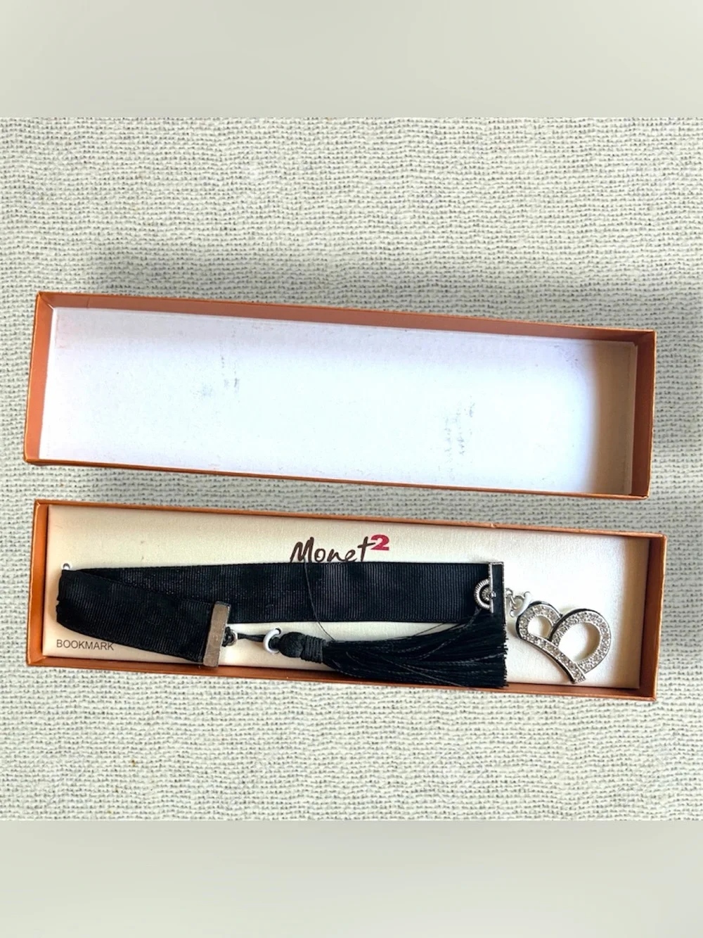 Monet² Letter B Rhinestone Initial Bookmark Black Tassel New in Box